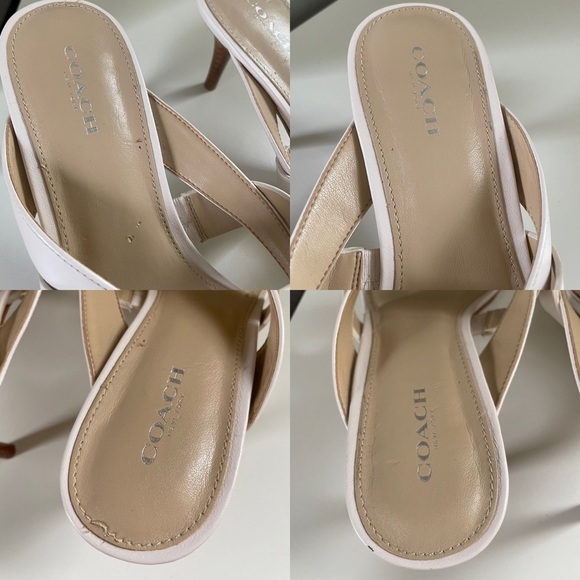 Coach Turnlock Leather Olina Matte White Thong Heel Dress Sandals Women’s 8.5 - Picture 8 of 15